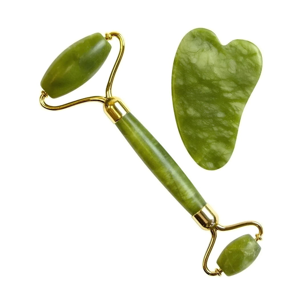 Set Rodillo de Jade + Gua Sha | Masaje Facial Antiedad