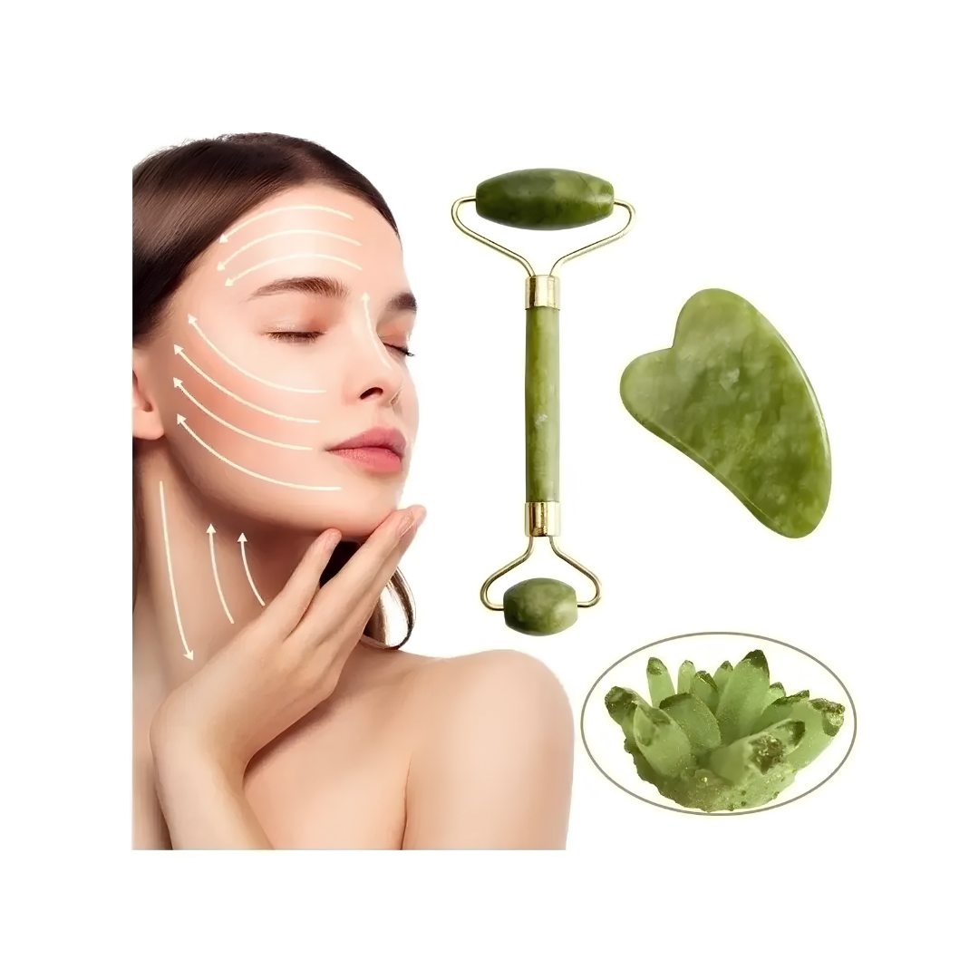 Set Rodillo de Jade + Gua Sha | Masaje Facial Antiedad
