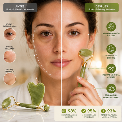 Set Rodillo de Jade + Gua Sha | Masaje Facial Antiedad
