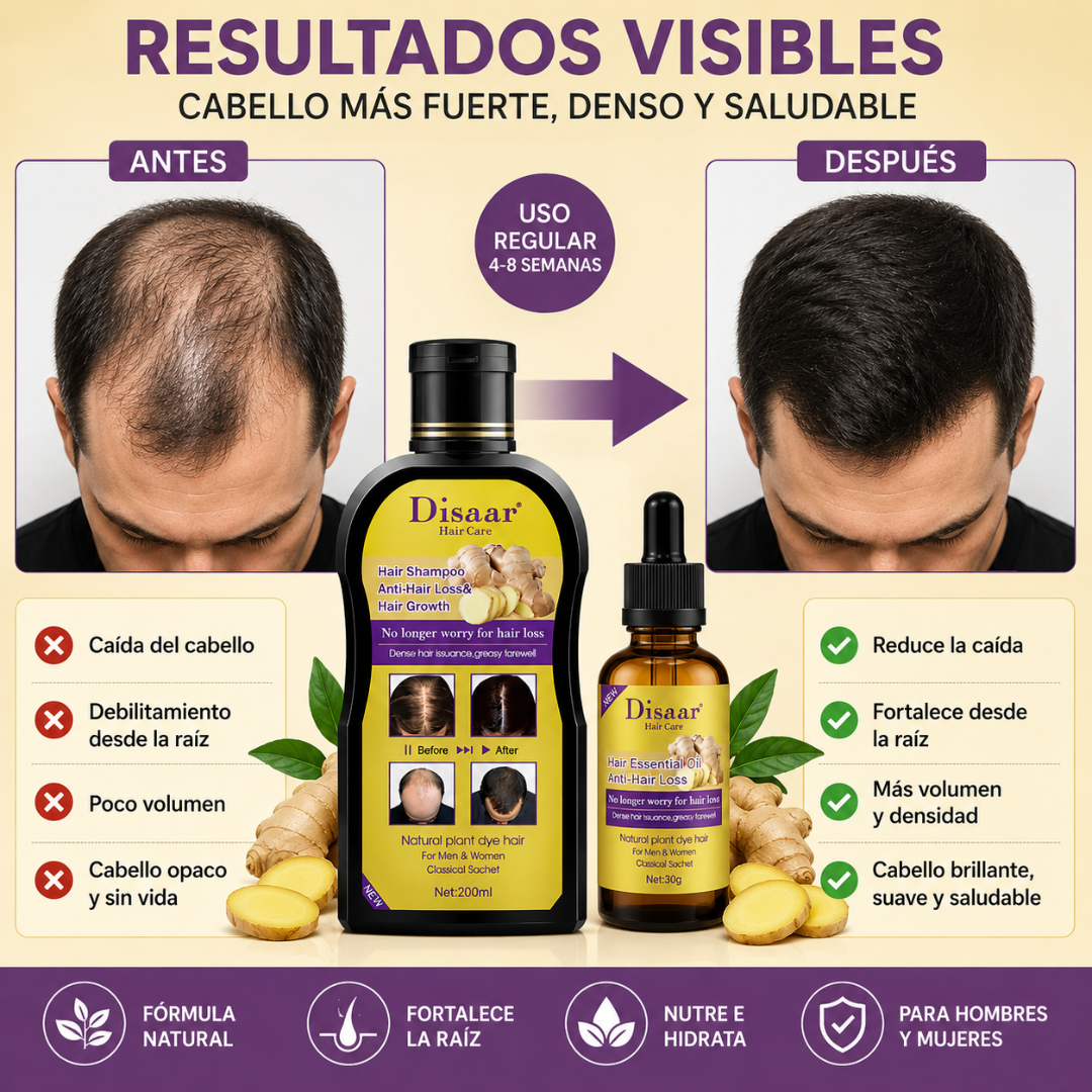 Pack Anticaída + Restauración Capilar | Shampoo y Sérum de Jengibre