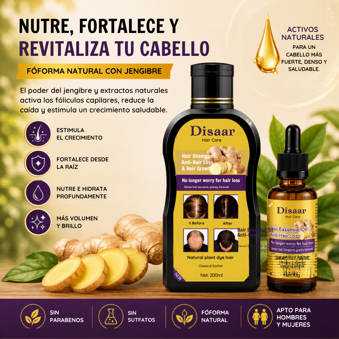 Pack Anticaída + Restauración Capilar | Shampoo y Sérum de Jengibre